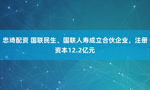 忠琦配资 国联民生、国联人寿成立合伙企业,注册资本12.2亿元