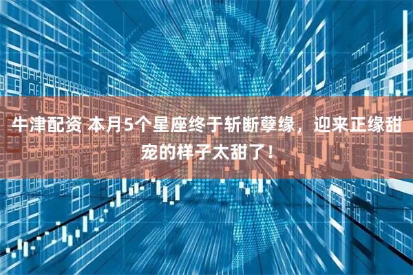 牛津配资 本月5个星座终于斩断孽缘，迎来正缘甜宠的样子太甜了！